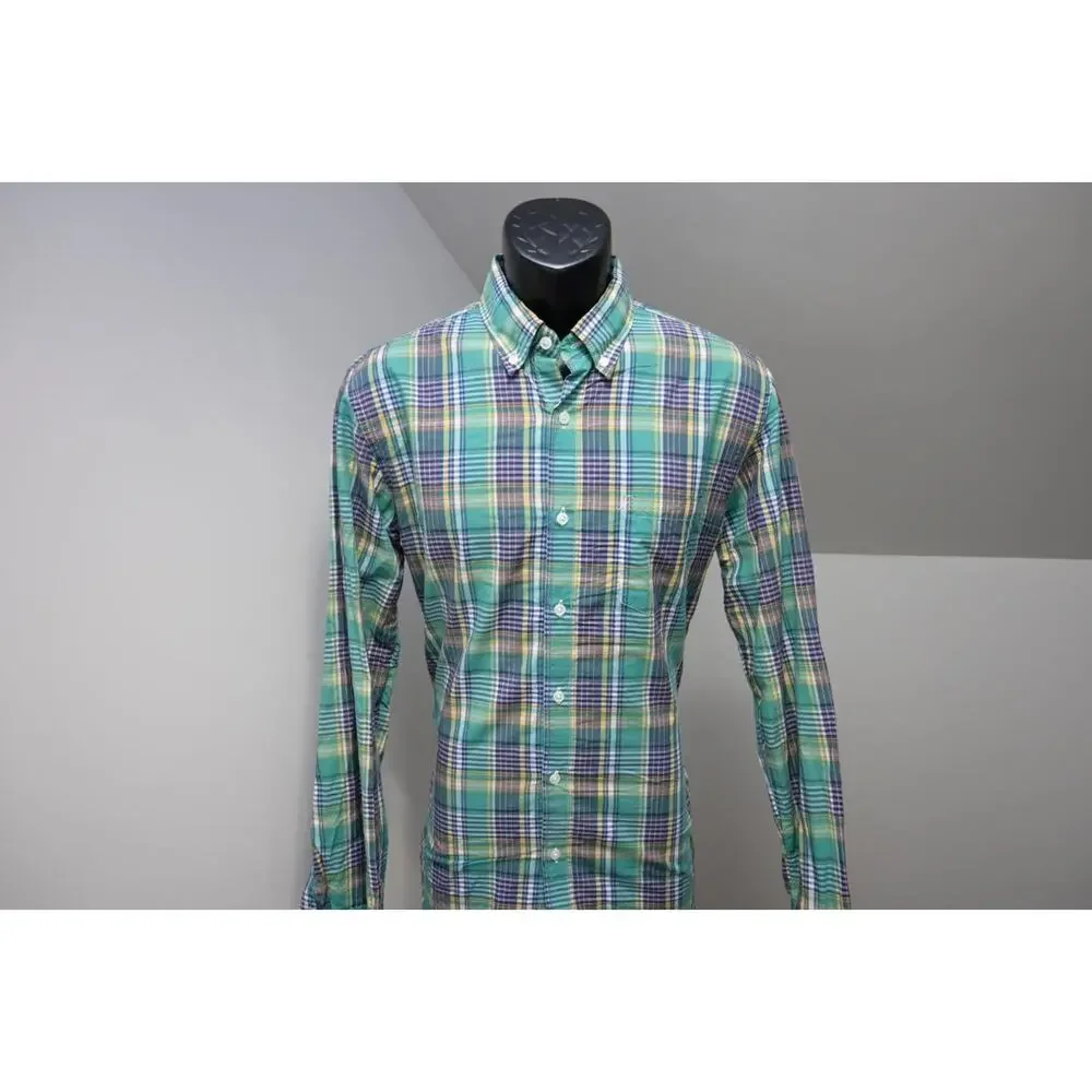 J‎ Crew Light Weight Dress Shirt Plaid Casual Long Sleeve Mens Size Medium